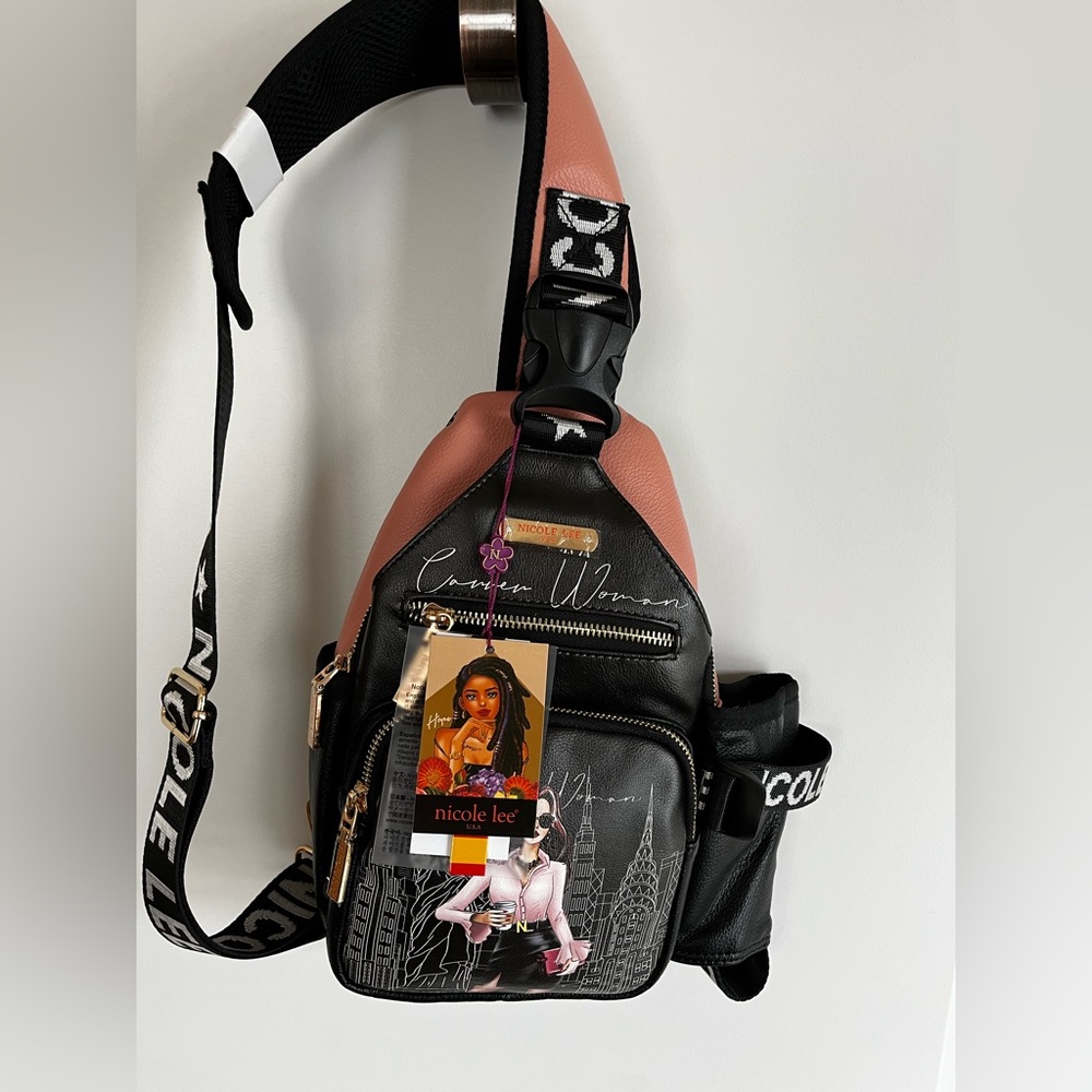 Brand new Nicole Lee sling backpack with bottle holder